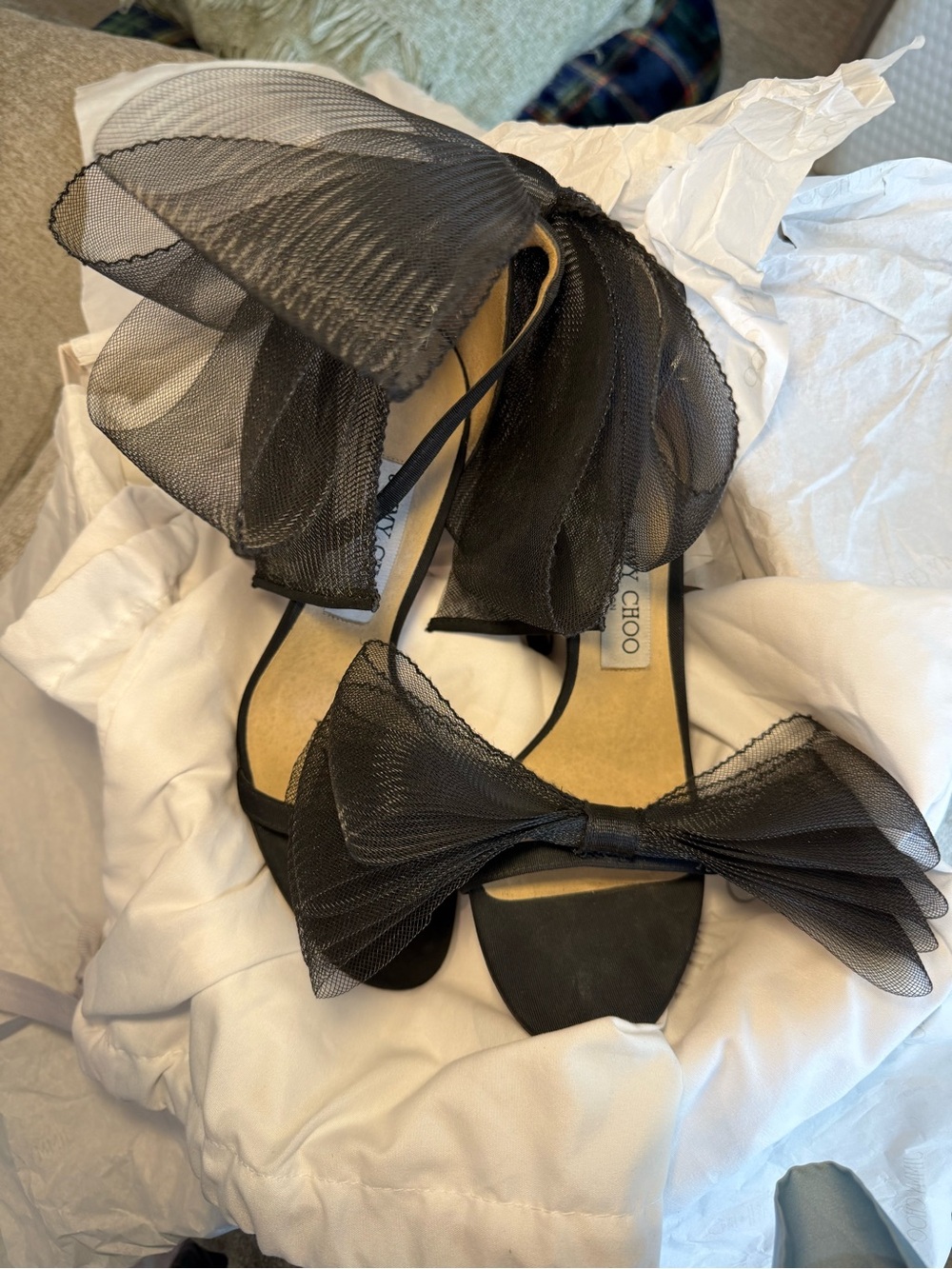Jimmy Choo Aveline Black Bow Sandals